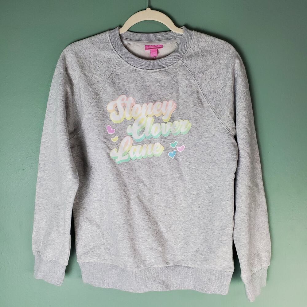 Stoney Clover Lane X Target Gray Heart Graphic Crew Neck Sweatshirt Size XS